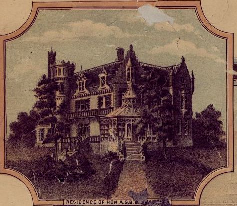 Lithograph print of a drawing of Residence of A.G.B. Bannatyne. 